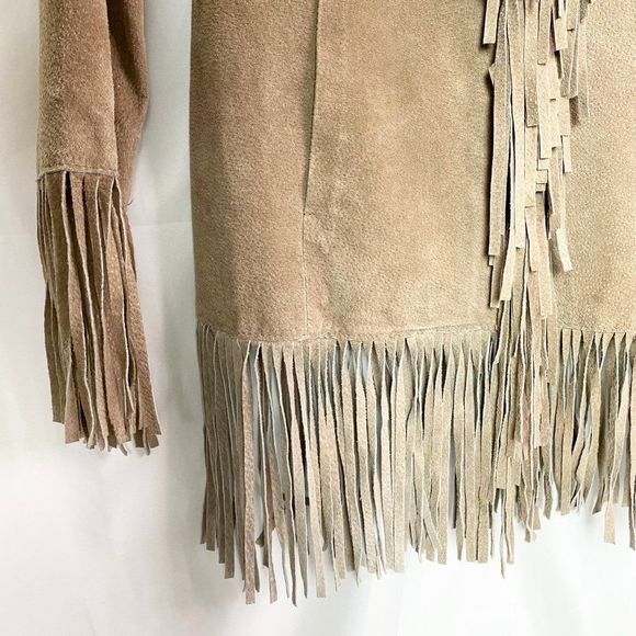 VINTAGE 1990s B Lucid Boho Fringed Suede Jacket - Picture 5 of 8
